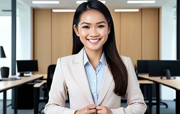 A professionally dressed Thai person smiling confidently in a modern office setting, looking directly at the camera. The background includes subtle Thai design elements. The image showcases a strong LinkedIn profile picture.